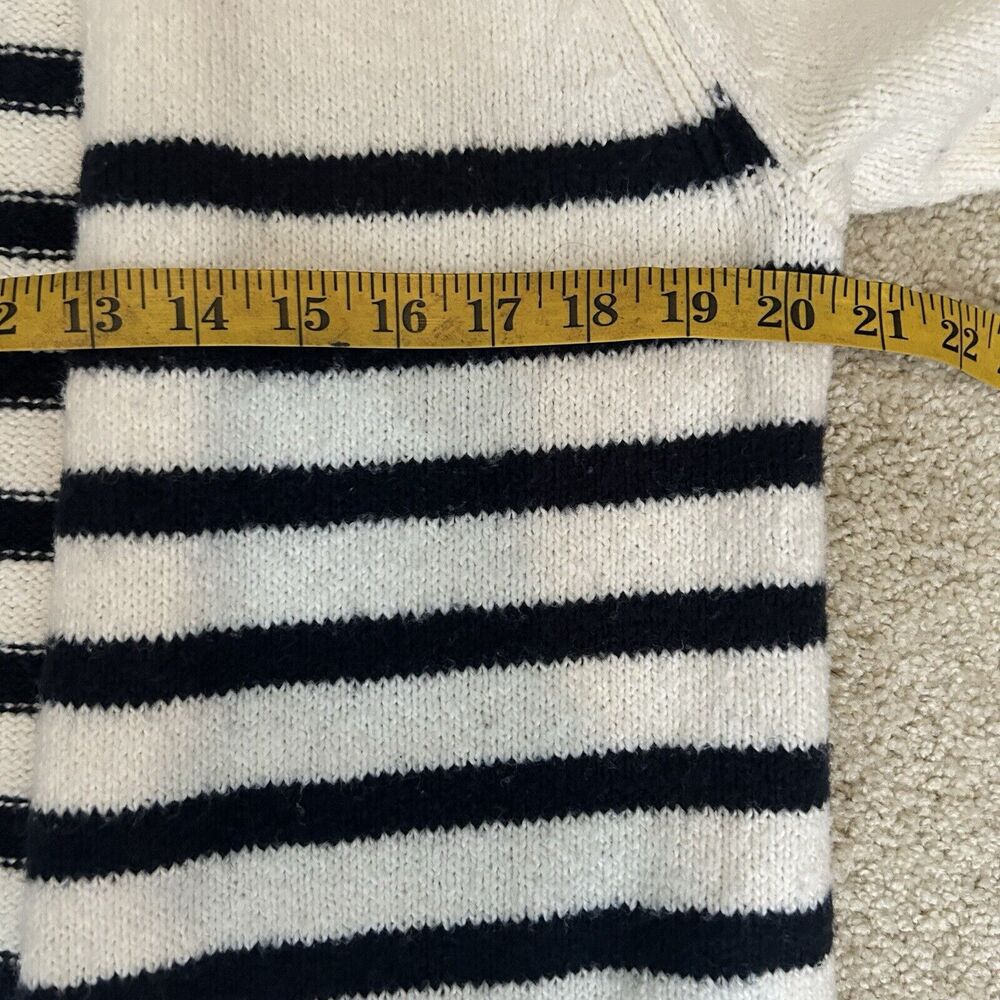J Jill Long Sleeve Open Cardigan Sweater Cream Navy Blue Striped Size Small - Picture 5 of 7